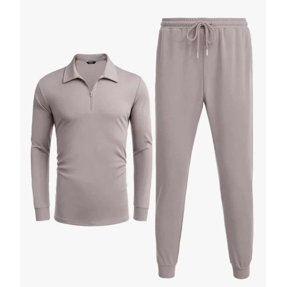 Coofandy Tracksuit Sweatsuits Sport Mens Small 2 Piece Quarter Zip Polo Athletic - Picture 2 of 6